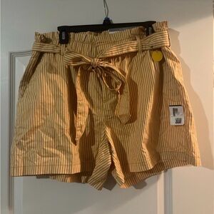 Liz Claiborne High Waist Striped Yellow Shorts